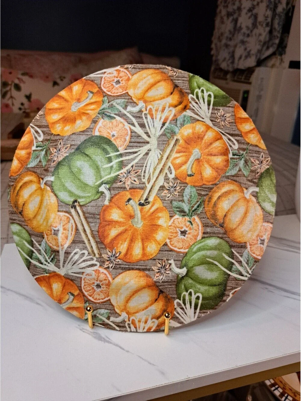 Handmade Pumpkin Halloween/Fall Decoupage Decorative Serving Plate 10.5